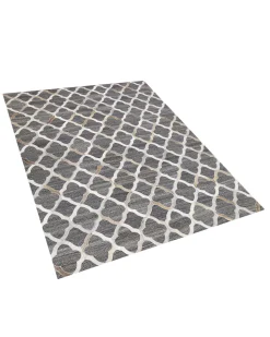 Tapete De Pele Genuina Cinzenta E Creme 160 X 230 Cm Rolunay