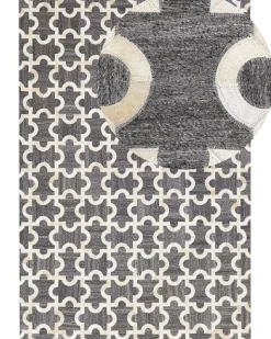 Tapete De Pele Genuina Cinzenta E Creme 160 X 230 Cm Yedisu