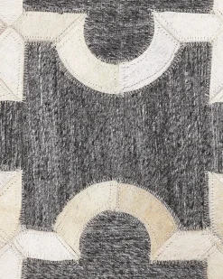 Tapete De Pele Genuina Cinzenta E Creme 160 X 230 Cm Yedisu