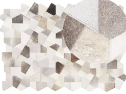 Tapete De Pele Genuina Cinzenta E Creme 160 X 230 Cm Varto