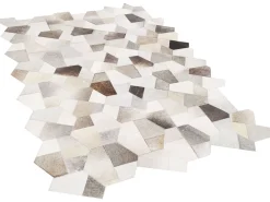 Tapete De Pele Genuina Cinzenta E Creme 160 X 230 Cm Varto