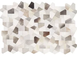 Tapete De Pele Genuina Cinzenta E Creme 160 X 230 Cm Varto