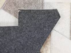 Tapete De Pele Genuina Cinzenta E Creme 160 X 230 Cm Varto