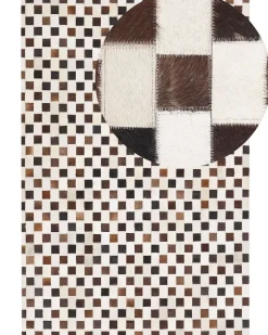 Tapete De Pele Genuina Creme E Castanha 160 X 230 Cm Kayabey