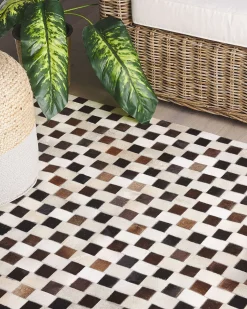 Tapete De Pele Genuina Creme E Castanha 160 X 230 Cm Kayabey