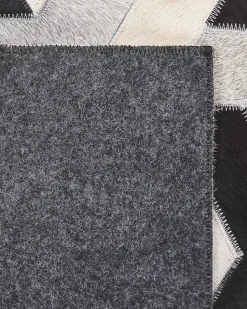 Tapete De Pele Genuina Preta E Cinzenta 160 X 230 Cm Narman