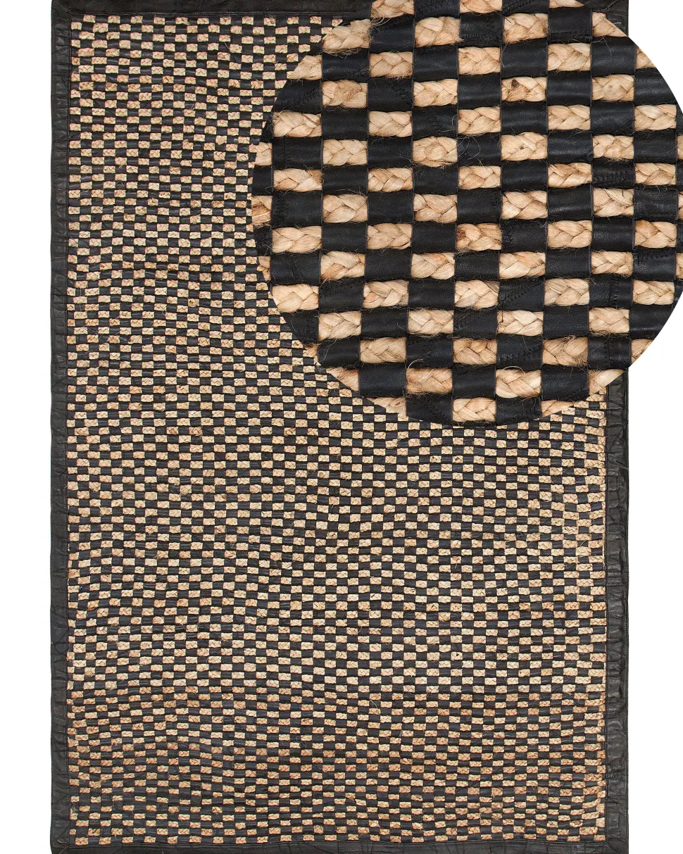 Tapete De Pele Genuina Preta E Creme 140 X 200 Cm Gerce