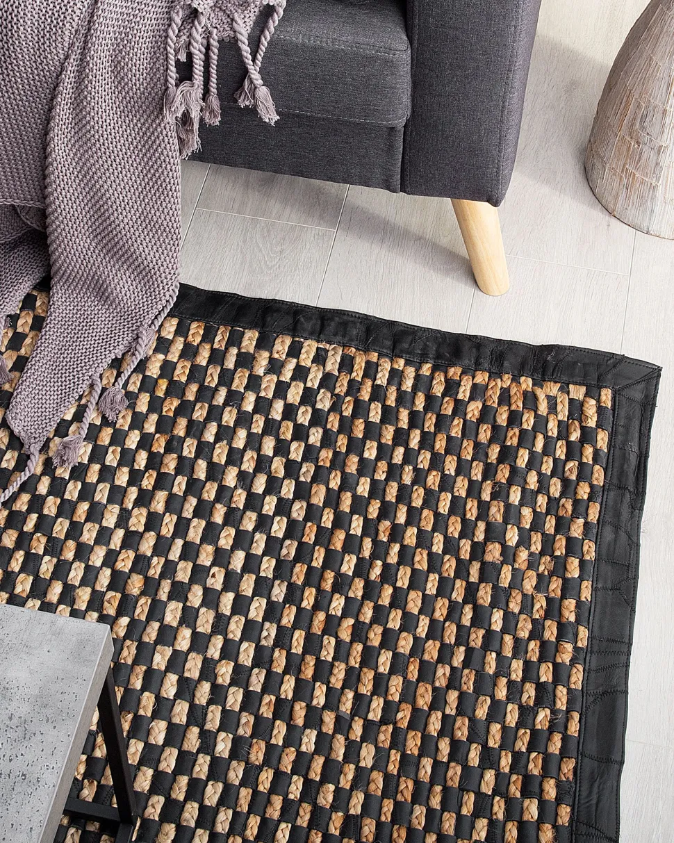 Tapete De Pele Genuina Preta E Creme 140 X 200 Cm Gerce