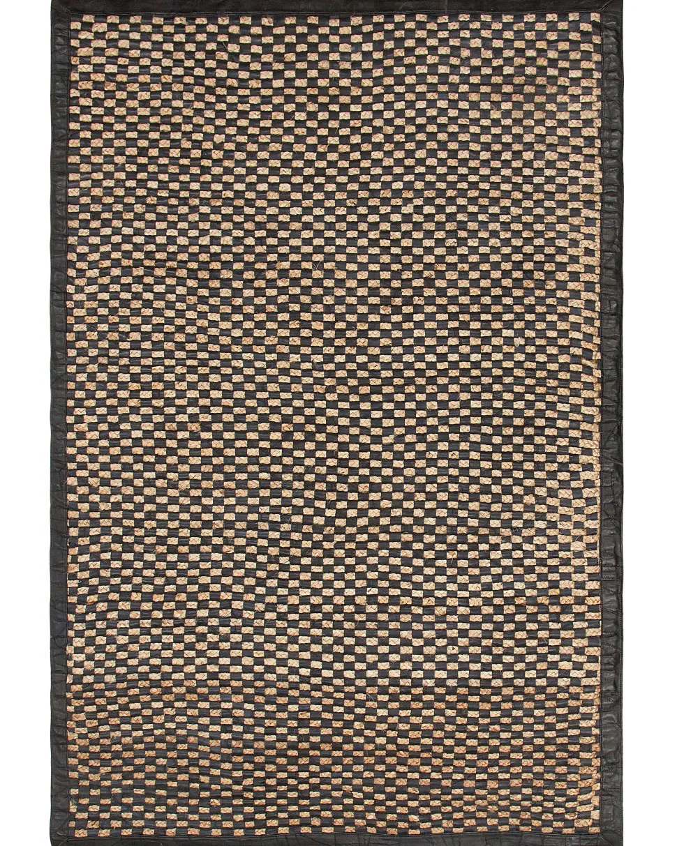 Tapete De Pele Genuina Preta E Creme 140 X 200 Cm Gerce