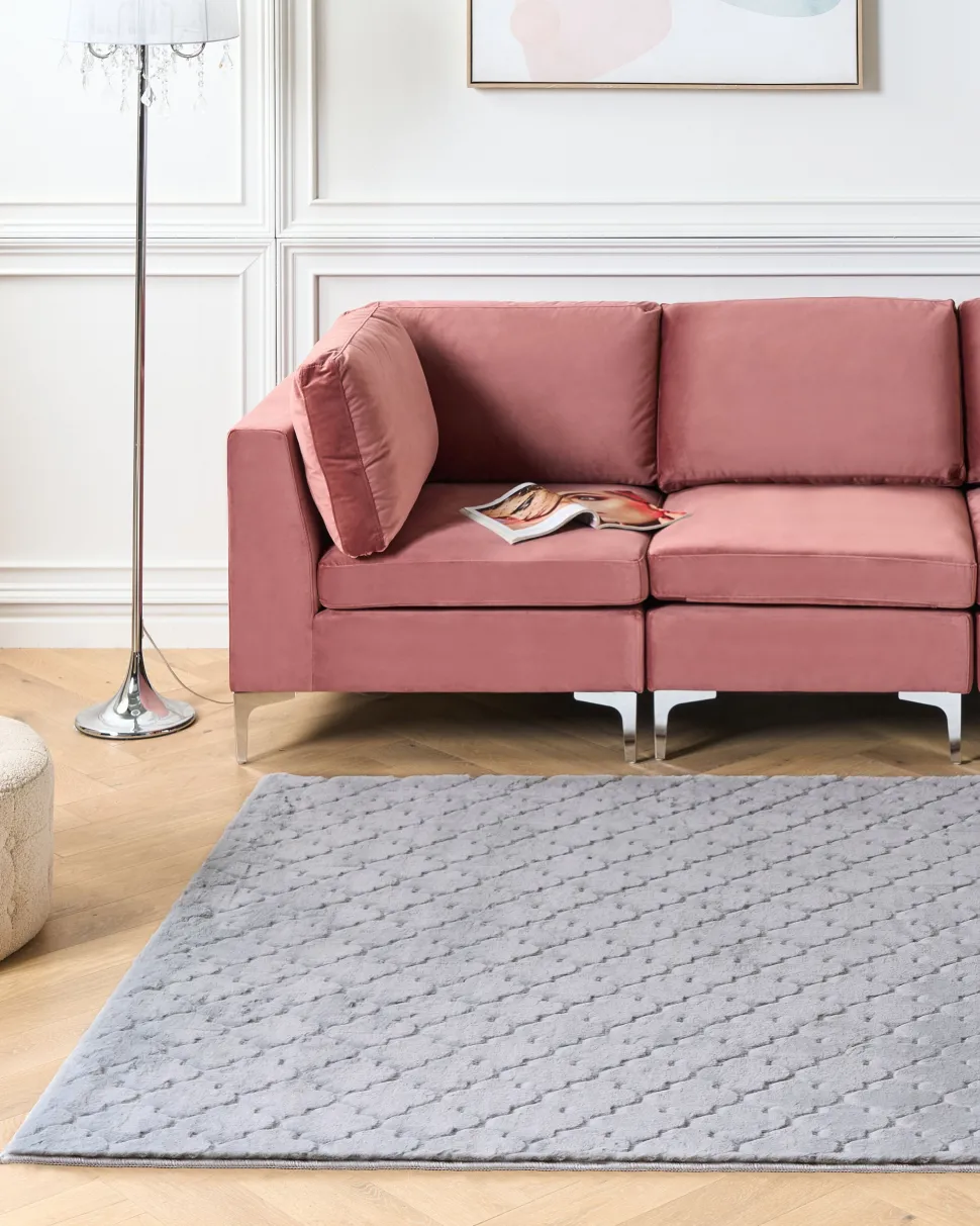 Tapete De Pele Sintetica De Coelho Cinzenta 160 X 230 Cm Gharo