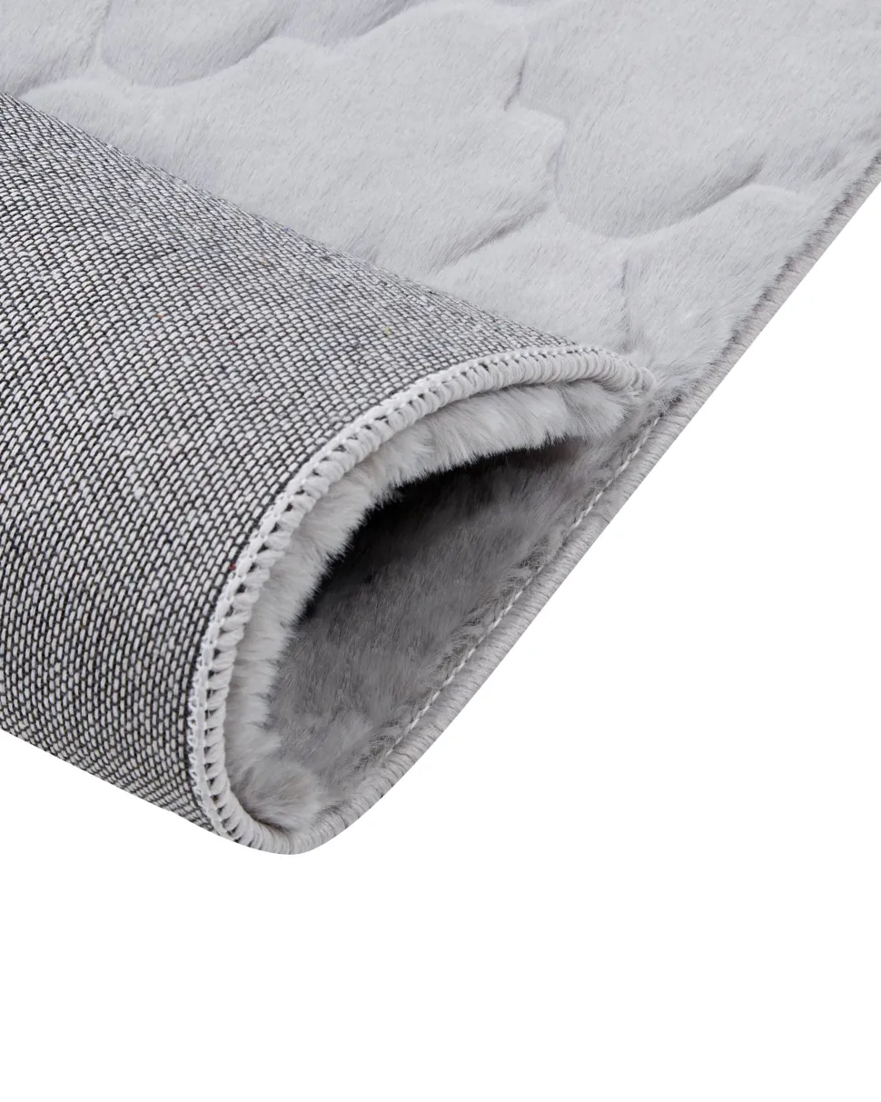 Tapete De Pele Sintetica De Coelho Cinzenta 160 X 230 Cm Gharo