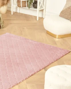 Tapete De Pele Sintetica De Coelho Rosa 160 X 230 Cm Gharo