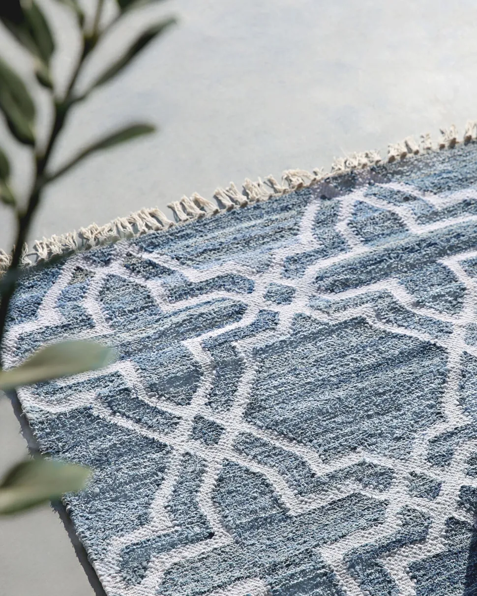 Tapete Em Algodao Azul 140 X 200 Cm Adiyaman