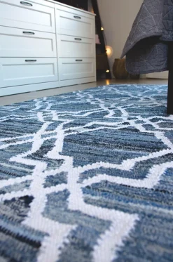 Tapete Em Algodao Azul 140 X 200 Cm Adiyaman