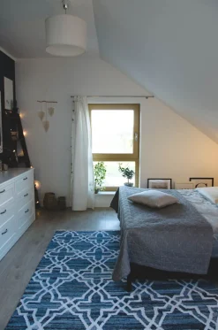 Tapete Em Algodao Azul 140 X 200 Cm Adiyaman