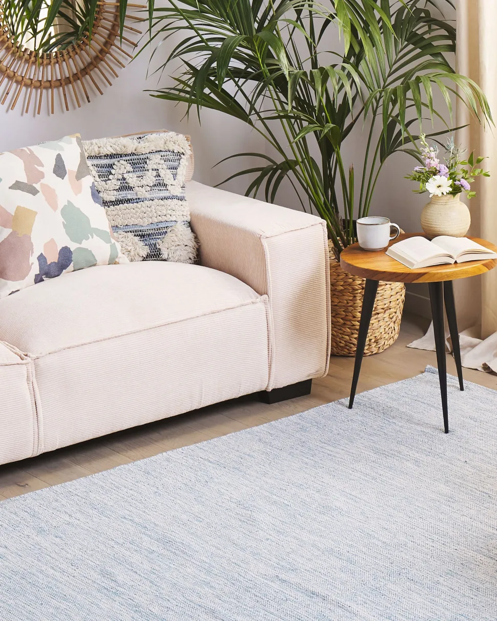 Tapete Em Algodao Azul Claro 160 X 230 Cm Derince