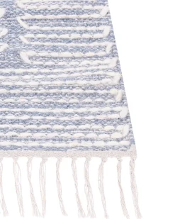 Tapete Em Algodao Azul E Branco 160 X 230 Cm Ansar