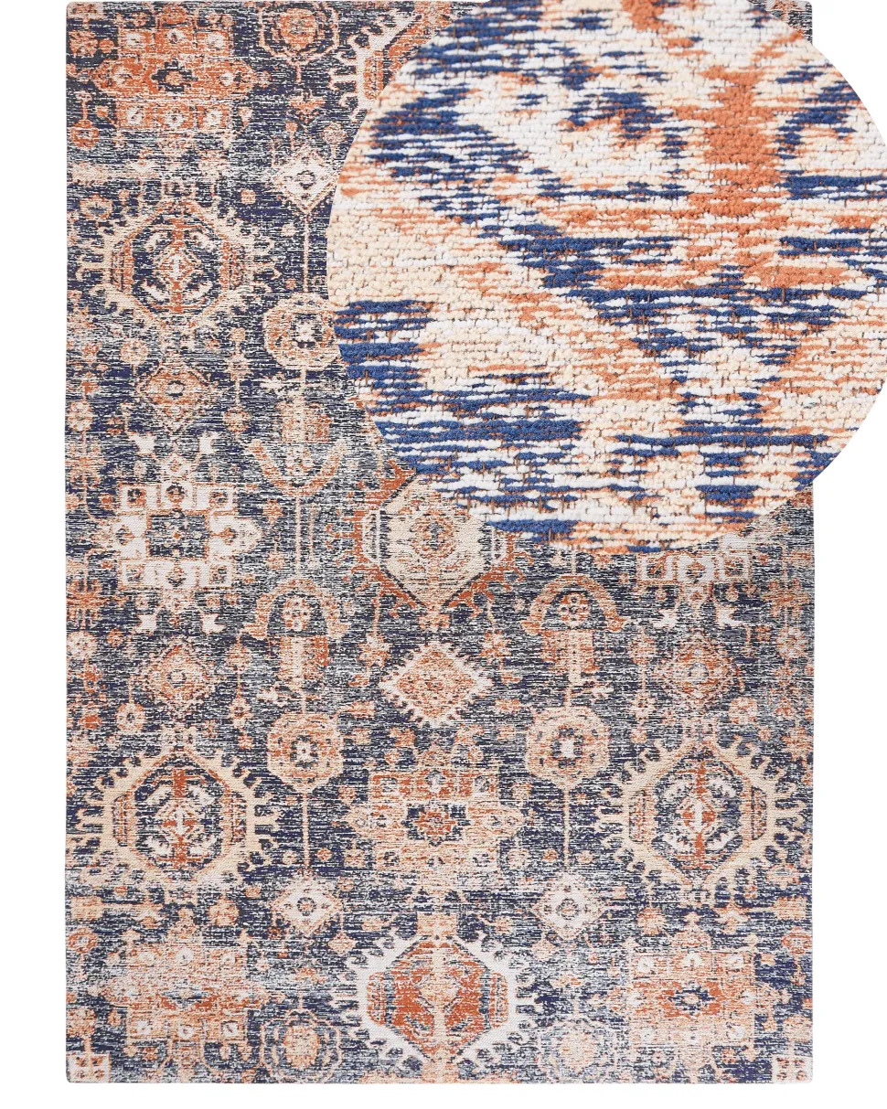 Tapete Em Algodao Azul E Vermelho 140 X 200 Cm Kurin