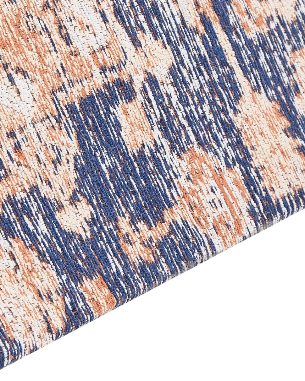 Tapete Em Algodao Azul E Vermelho 140 X 200 Cm Kurin