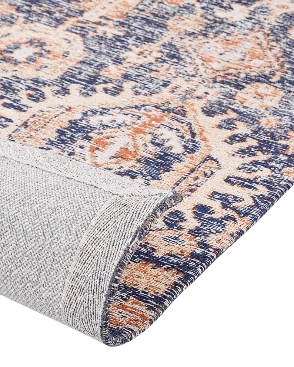 Tapete Em Algodao Azul E Vermelho 140 X 200 Cm Kurin