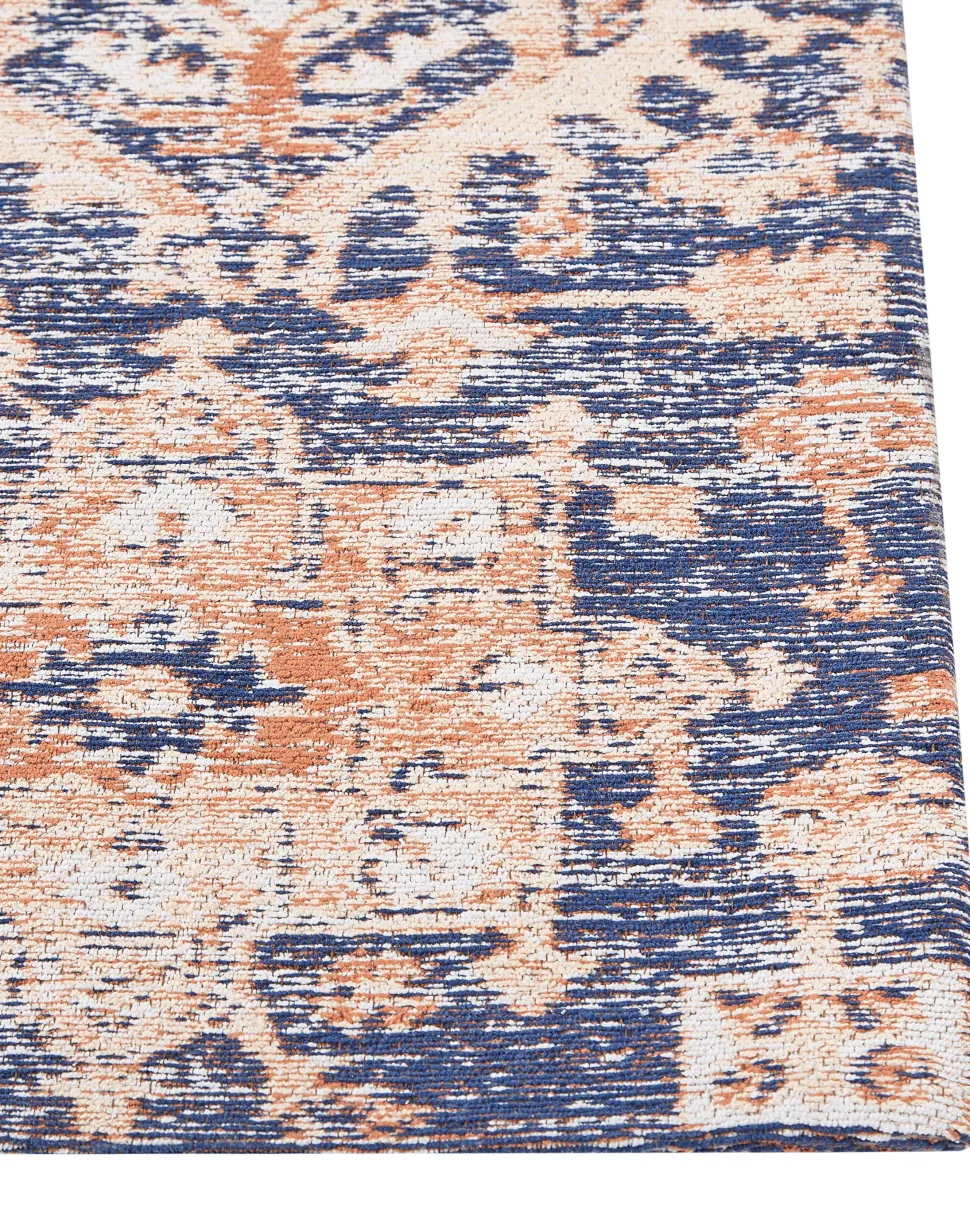 Tapete Em Algodao Azul E Vermelho 140 X 200 Cm Kurin