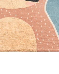 Tapete Em Algodao Azul E Laranja Com Impressao De Preguica 80 X 150 Cm Isak