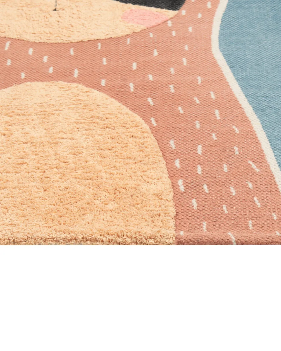 Tapete Em Algodao Azul E Laranja Com Impressao De Preguica 80 X 150 Cm Isak