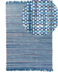 Tapete Em Algodao Azul Marinho 140 X 200 Cm Besni