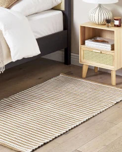 Tapete Em Algodao Branco E Castanho 80 X 150 Cm Sofulu