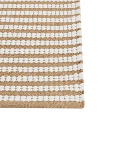 Tapete Em Algodao Branco E Castanho 80 X 150 Cm Sofulu