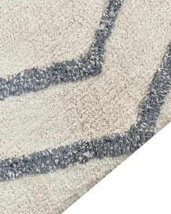 Tapete Em Algodao Branco E Azul 160 X 230 Cm Menderes