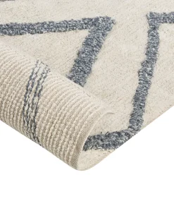 Tapete Em Algodao Branco E Azul 160 X 230 Cm Menderes