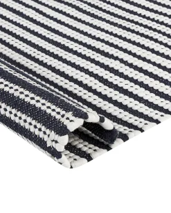 Tapete Em Algodao Branco E Azul 80 X 150 Cm Sofulu