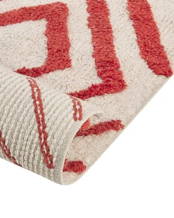Tapete Em Algodao Branco E Vermelho 160 X 230 Cm Haskoy