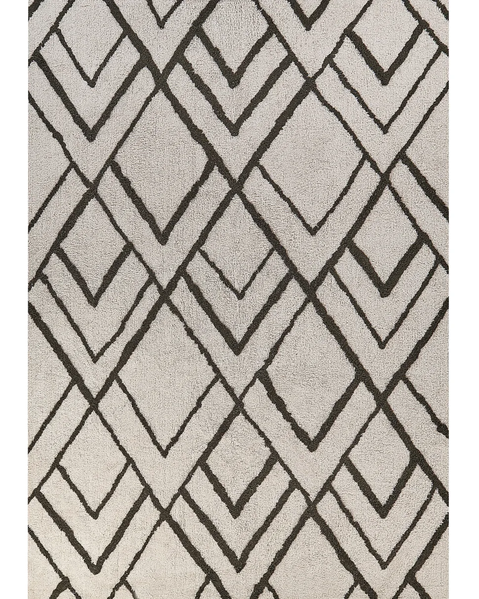 Tapete Em Algodao Branco E Verde 160 X 230 Cm Yesilkoy