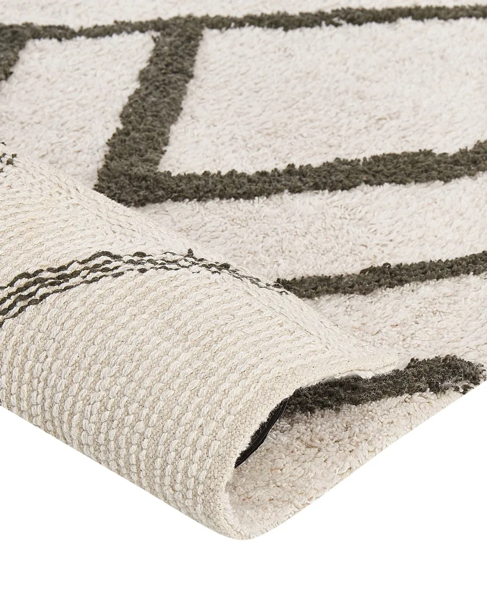 Tapete Em Algodao Branco E Verde 160 X 230 Cm Yesilkoy