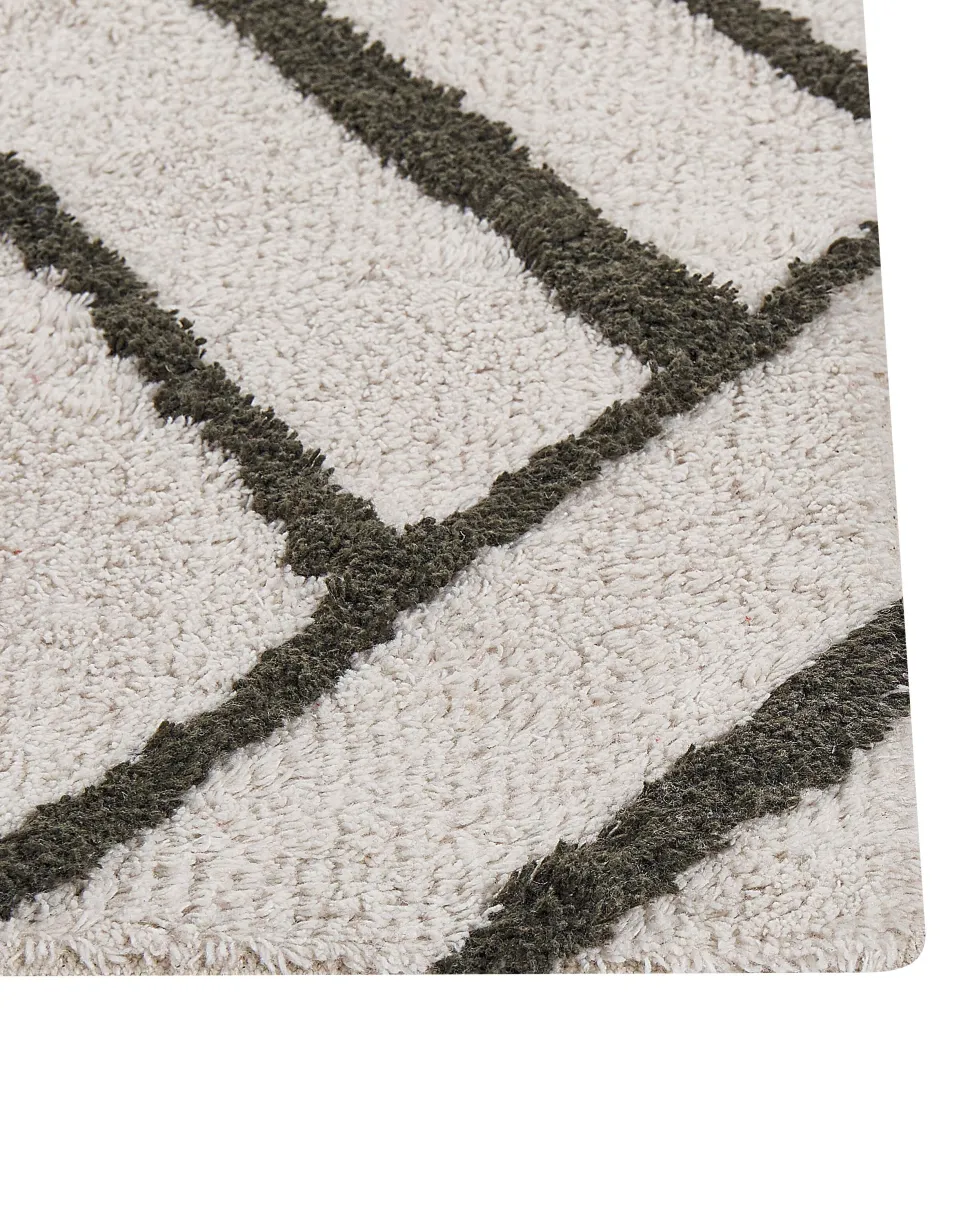 Tapete Em Algodao Branco E Verde 160 X 230 Cm Yesilkoy