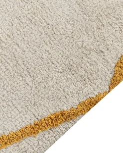 Tapete Em Algodao Branco E Amarelo 160 X 230 Cm Marand