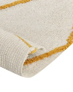 Tapete Em Algodao Branco E Amarelo 160 X 230 Cm Marand