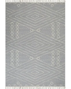 Tapete Em Algodao Cinzento E Branco 160 X 230 Cm Khenifra