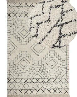 Tapete Em Algodao Creme E Preto 160 X 230 Zeyne