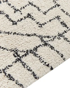 Tapete Em Algodao Creme E Preto 160 X 230 Zeyne