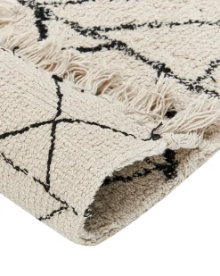 Tapete Em Algodao Creme E Preto 160 X 230 Zeyne