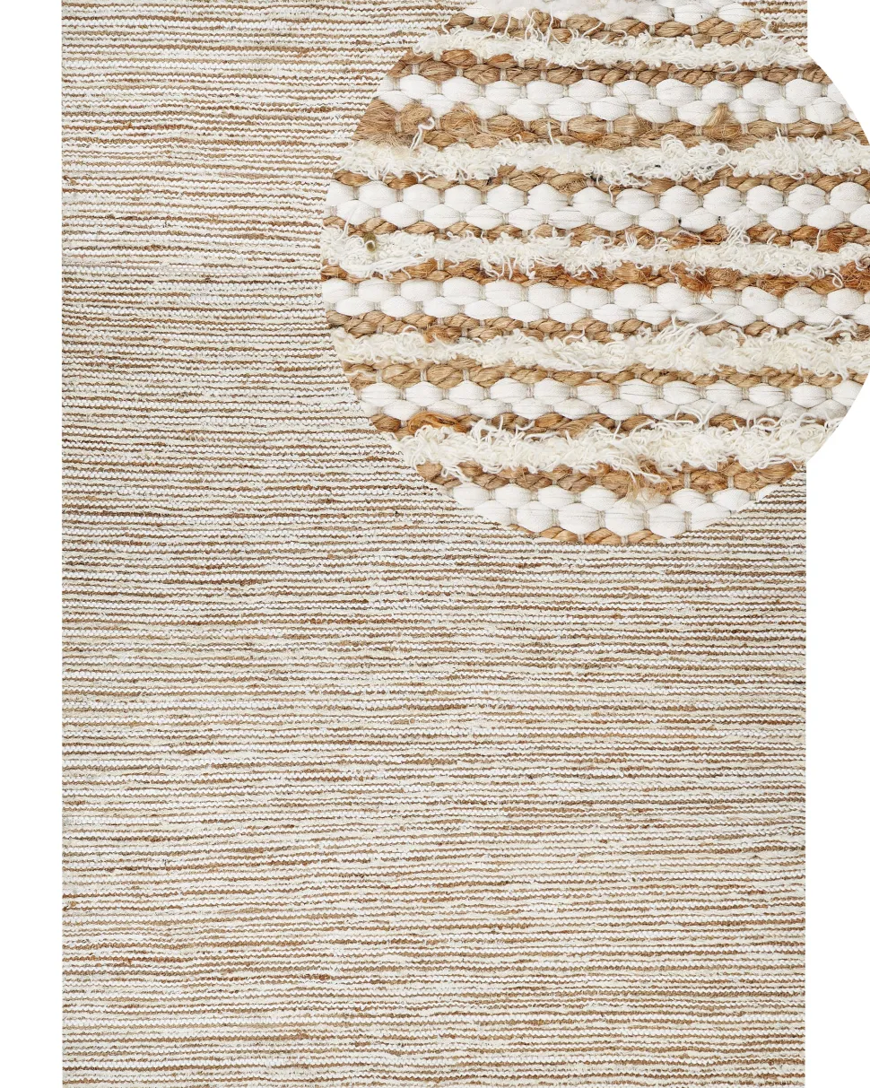 Tapete Em Algodao Creme E Branco 200 X 300 Cm Barkhan