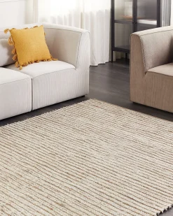 Tapete Em Algodao Creme E Branco 200 X 300 Cm Barkhan