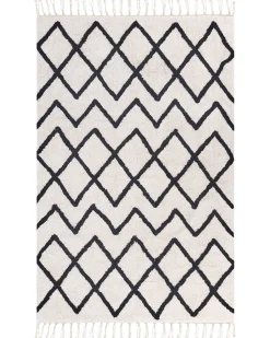 Tapete Em Algodao Creme E Preto 160 X 230 Cm Eldes