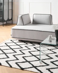 Tapete Em Algodao Creme E Preto 160 X 230 Cm Eldes