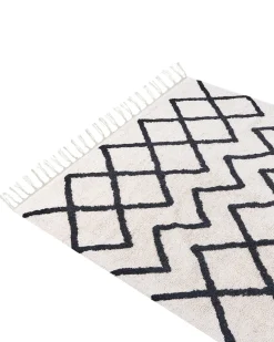 Tapete Em Algodao Creme E Preto 160 X 230 Cm Eldes