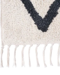 Tapete Em Algodao Creme E Preto 160 X 230 Cm Eldes