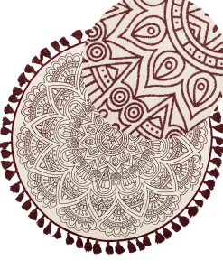 Tapete Em Algodao Creme E Vermelho O 120 Cm Ayakli